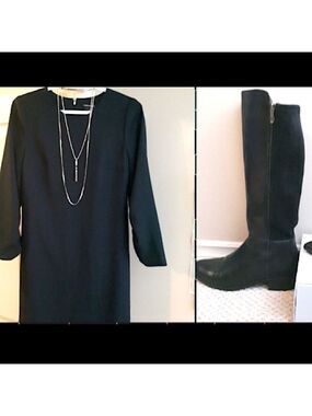 🔥Club Monaco navy sheath dress. Lined, gathered 3/4 sleeve.